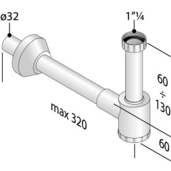 Bruckner Accessoires - Siphon de lavabo Crono 1 1/4, bonde 32 mm, blanc 151.108.0