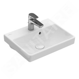Villeroy & Boch Avento - Lave-mains 450x370 mm, avec trop-plein, trou pour robinet, CeramicPlus, Stone White 735845RW
