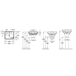 Villeroy & Boch O.novo - Lave-mains 450x370 mm, sans trop-plein, trou pour robinet, AntiBac, CeramicPlus, blanc alpin 434446T2