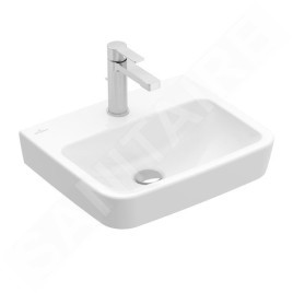 Villeroy & Boch O.novo - Lave-mains 500x370 mm, sans trop-plein, trou pour robinet, AntiBac, CeramicPlus, blanc alpin 434451T2