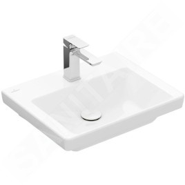 Villeroy & Boch Subway 3.0 - Meuble-lavabo 500x400 mm, sans trop-plein, trou pour robinet, CeramicPlus, Stone White 4370FGRW