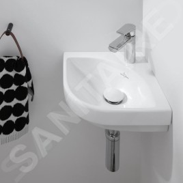 Villeroy & Boch Subway 3.0 - Lavabo d'angle 320x320 mm, sans trop-plein, trou pour robinet, CeramicPlus, Stone White 437146RW