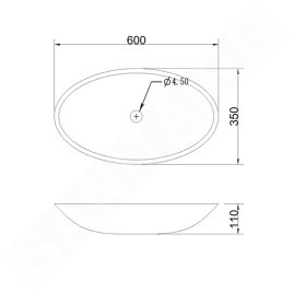 Sapho Blok - Vasque, 600x350 mm, sans trop-plein, noir mat 2401-40