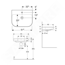 Geberit Smyle - lavebo 650x480 mm, avec trop-plein, trou pour robinetterie, blanc 500.230.01.1