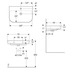 Geberit Smyle - lavebo 700x480 mm, avec trop-plein, trou pour robinetterie, blanc 500.248.01.1