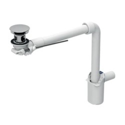Geberit Accessoires - Siphon gain de place,  pour les lavabos avec trop-plein, bonde avec tirette, chrome 152.074.21.1