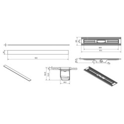 I-Drain Liquid - Caniveau de douche 80 cm, avec grille, béton foncé EP5.SS.0800.D