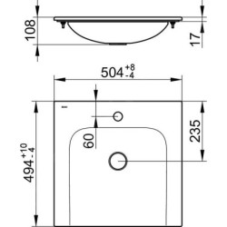 Keuco Plan - Lavabo 505x494 mm, trop-plein caché, trou pour robinetterie, CleanPlus, blanc 32940315001