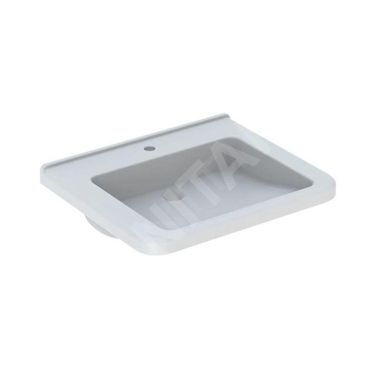 Geberit Selnova Comfort - Lavabo Square, 650x550 mm, pour personne à mobilité réduite, avec un trou de robinetterie, sans