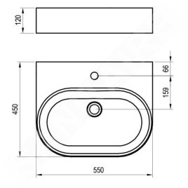 Ravak Ceramic - Vasque, 55x45 mm, avec trop-plein, un trou pour robinetterie, blanc XJX01155004