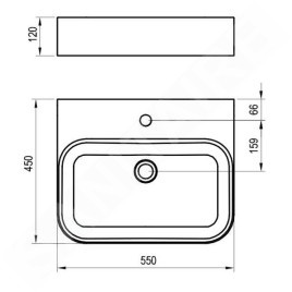 Ravak Ceramic - Vasque, 55x45 mm, avec trop-plein, un trou pour robinetterie, blanc XJX01155006
