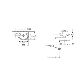 Villeroy & Boch O.novo - Lave-mains 36x28 mm, avec trop-plein, sans trou de robinetterie, CeramicPlus, blanc alpin 434036R1