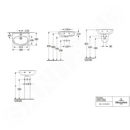 Villeroy & Boch O.novo - Lave-mains 50x38 mm, avec trop-plein, avec trou de robinetterie, blanc alpin 43405001