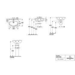Villeroy & Boch O.novo - Lave-mains 50x38 mm, sans trop-plein, avec trou de robinetterie, blanc alpin 43405101