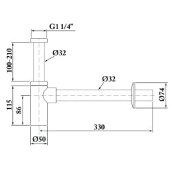Sapho Accessoires - Siphon 1 1/4, bonde 32 mm, rond, or mat SI519