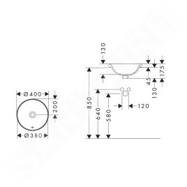 Hansgrohe Xuniva S - Vasque, diamètre 40 cm, avec trop-plein, sans trou pour robinet , blanc 60155450