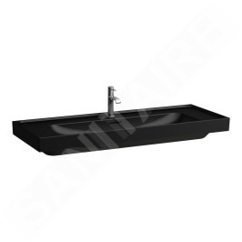 Laufen Meda - Lavabo, 120x46 cm, avec trop-plein, trou pour robinet, noir mat H8141117161041