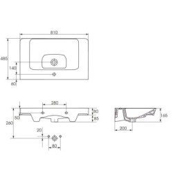 Cersanit Mille - Lavabo 81x49 cm, avec trop-plein, trou pour robinetterie, blanc K675-003
