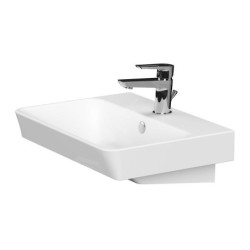 Cersanit Mille - Lavabo 51x38 cm, avec trop-plein, trou pour robinetterie, blanc K675-004