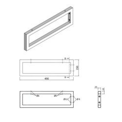 Sapho Accessoires - Support fixe 490 mm, blanc mat 30361