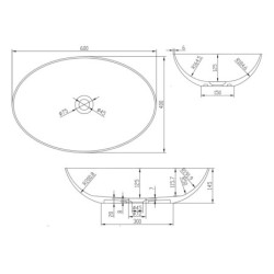 Sapho Thin - Vasque 600x400x145 mm, blanc mat WN893