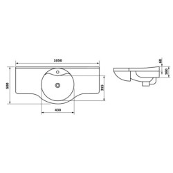 Sapho Gala - Meuble-lavabo 1050x500 mm, blanc 16105