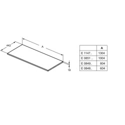 Ideal Standard Connect Air - Plateau 1004 x 18 x 442 mm, bois clair laqué E0851UK