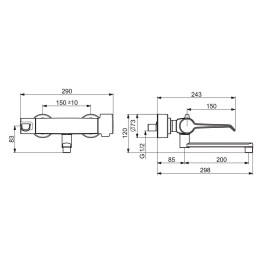 Hansa Clinica - Mitigeur thermostatique de lavabo avec bec orientable, Thermo Cool, chrome 08805202