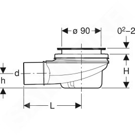 Geberit Accessoires - Bonde de receveur de douche, d90, garde d'eau 50 mm 150.550.00.1