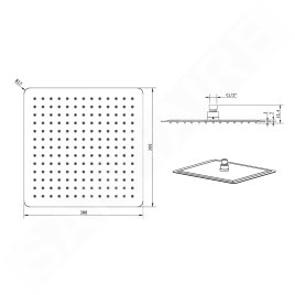 Sapho Slim - Douche de tête Slim, 300x300 mm, inox poli MS563
