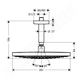 Hansgrohe Raindance Select S - Douche de tête 300, 2 jets, bras de douche 100 mm, chrome 27337000