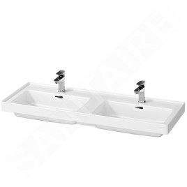 Cersanit Crea - Lavabo double 121x46 cm, avec trop-plein, 2 trous pour robinetterie, blanc K673-006