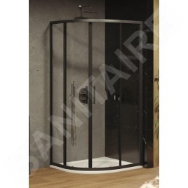 Ravak Blix - Cabine de douche quart de cercle, 900x900 mm, noir/verre clair X3BM70300Z1