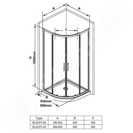 Ravak Blix - Cabine de douche quart de cercle, 900x900 mm, noir/verre clair X3BM70300Z1
