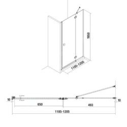 Jika Cubito Pure - Porte de douche rabattable 1200 ????mm, droit, Jika Perla Glass, argent/verre clair H2544270026681