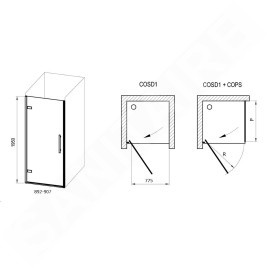 Ravak Cool! - Porte de douche 90x195 cm, noir/verre clair X0VV70300Z1