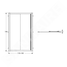 Geberit GEO - Porte de douche 120x190 cm, argent/verre clair 560.153.00.2
