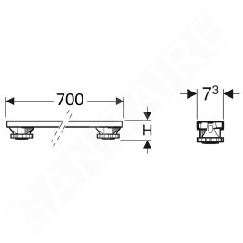 Geberit Accessoires - Set pour montage brute 700 mm, hauteur 6-12 cm, pour bacs à partir de 1400 mm 554.959.00.1