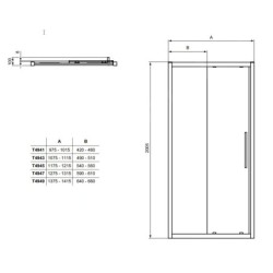 Ideal Standard i.Life - Porte de douche coulissante, deux battants, 1200 mm, silver bright / verre clair T4945EO