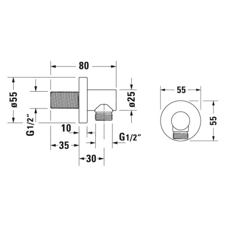 Duravit Accessoires - Coude de raccordement de douche, noir mat UV0630008046
