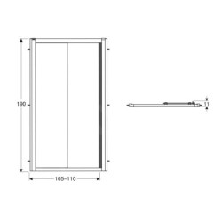 Geberit GEO - Porte de douche 110x190 cm, argent/verre clair 560.143.00.2
