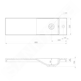 Sapho Agos - Meuble-lavabo 800x220 mm, avec trop-plein, trou pour robinet G/D, blanc AS080