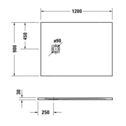 Duravit Sustano - Receveur de douche 1200x900 mm, DuraSolid, blanc mat 720277740000000