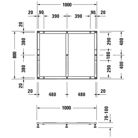 Duravit Accessoires - Support pour receveur de douche 1000x800 mm 791380000000000