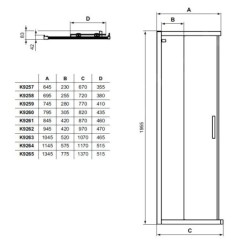 Ideal Standard Connect 2 - Porte de douche coulissante, 2 pièces, 800 mm, silver bright/verre clair K9259EO