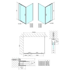 Polysan Easy Line - Porte de douche pivotante 760-900 mm, verre Brick EL1638