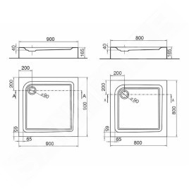 Kolo First - Receveur de douche en acrylique, 800x800 mm, blanc XBK1680000