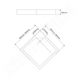 Aqualine Receveurs - Receveur de douche, autoportant, 900x900x150 mm, blanc BTTQ90