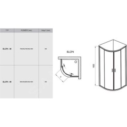 Ravak Blix - Cabine de douche quart de cercle BLCP4-90, 880-900 mm, satiné/verre transparent 3B270U00Z1