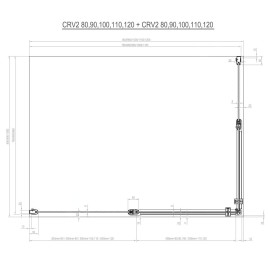 Ravak Chrome - Porte de douche CRV2-120, 1180-1200 mm, satiné/verre transparent 1QVG0U00Z1